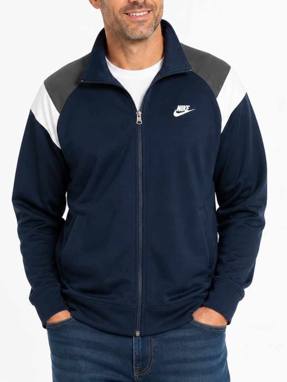 Nike Sportswear Full Zip Jacket Men’s XXL Navy Gray White